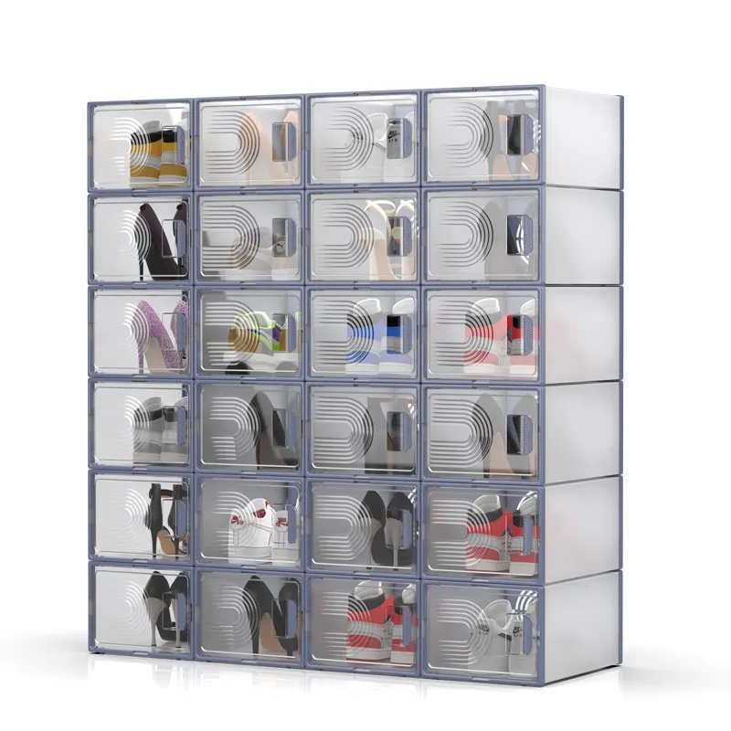 Modern Classic Foldable Plastic Shoe Rack Cabinet Collapsible Shoe Box Rack Modern Adjustable Indoor