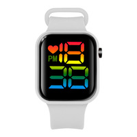 Montre numérique LED tactile carrée pour enfants, femmes et hommes, couleurs arc-en-ciel, vente en gros 2025, montre électronique tendance, montre de sport lumineuse