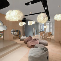 Nouvelle Suspension Nuage Créative Luminaire de Plafond Moderne en Coton et Soie Blanc Léger Lustre Décoratif Nuage RGB Pas Cher