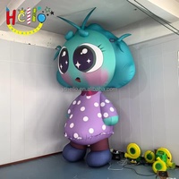 Mascotte gonflable géante de dessin animé, statue de fille anime mignonne en robe à pois pour centre commercial et parc à thème
