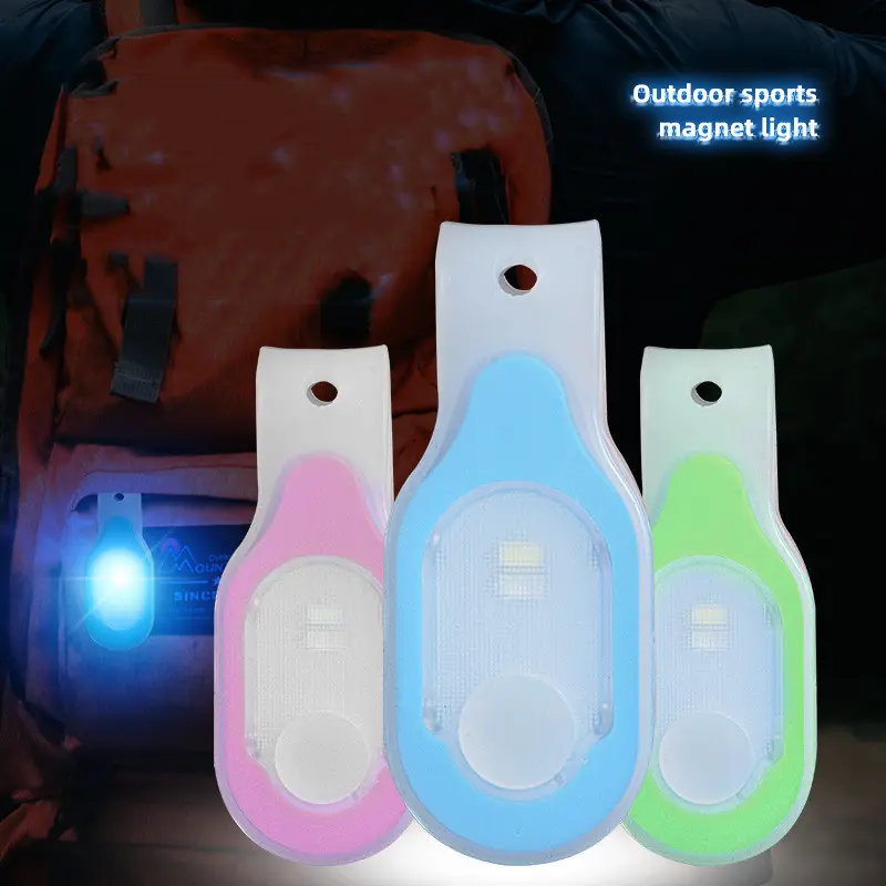 Hot Outdoor Flashing Flashlight Hiking Boating Run Travel Touch Clip On Pocket Bag Magnet Silicone Safety Magnetic Led Clip Lamp
