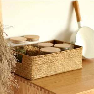 Panier mural en jute tissé à 3 niveaux paniers pour décorations 3 tons bleu Boho rotin naturel seau à vêtements Imitation stockage ensemble de 2 - Product Image 3