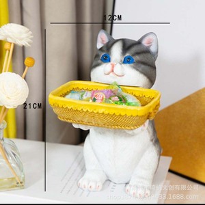 Animal Figurine Candy Box Resin <b>Storage</b> <b>Basket</b> Cute Pet Decorative Craft For Home Entryway Tv Cabinet - Product Image 5