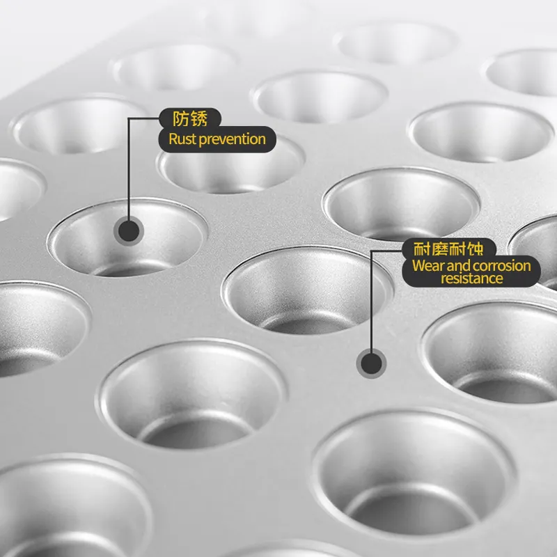 Customized carbon steel silver non-stick baking tray 24 cups muffin baking cups muffin pan