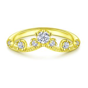 Anillo de Compromiso Personalizado de Plata de Ley 925 Chapado en Oro con Circonita Cúbica, Joyería Moderna para Mujer, Regalo de Boda, Certificado CMA - Product Image 2
