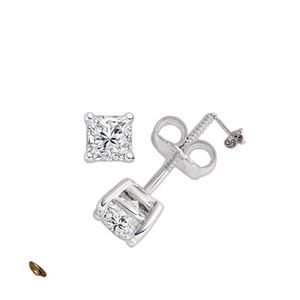 Pendientes de tuerca de moissanita con corte princesa, color D, VVS, auténticos, clásicos, de seis garras, chapados en oro, populares al por mayor, certificados por GRA, para mujer, Tishya - Product Image 1