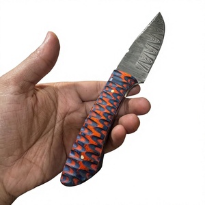 Cuchillo de Supervivencia Forjado a Mano con Hoja Fija de Acero de Damasco de 20cm, Mango de Madera Pakka Azul, Fácil de Transportar, para Camping, Caza y Bricolaje - Product Image 2