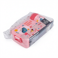 Ensemble de boîtes à lunch pour enfants avec dessins animés, 2 en 1, avec bouteille d'eau, conteneur de stockage alimentaire pour l'école, pour enfants