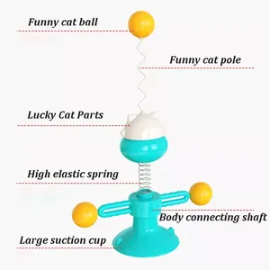 ホット販売360度ペットおもちゃターンテーブル回転風車スプリングインタラクティブ猫おもちゃスティック蝶鳥猫おもちゃ