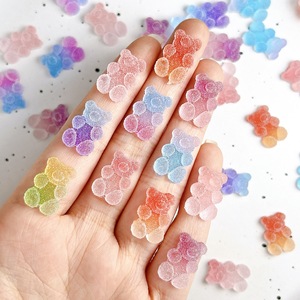 Breloques pour ongles en résine 3D à dos plat, motif oursons gommeux, dégradé rose, rouge, violet, colorées, mignonnes, Kawaii, accessoires de décoration pour nail art et sacs - Product Image 3