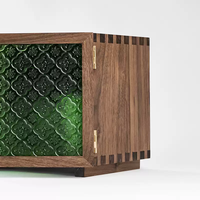 Meuble de rangement moderne marron mini double porte en verre gaufré vert avec jointure en queue d'aronde, vente en gros OEM/ODM