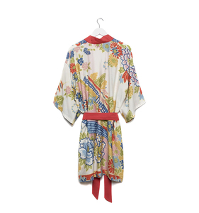 Ropa de dormir chal cuello traje lavado suave de cáñamo impreso traje de lino de <span class=keywords><strong>Kimono</strong></span> largo <span class=keywords><strong>bata</strong></span> camisón - Product Image 2
