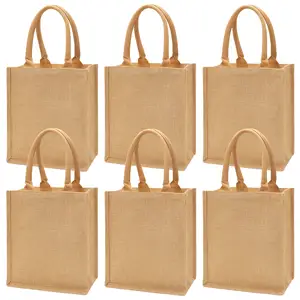 Custom Size Burlap Tote Bags Jute Beach Bag Wedding DIY Hemp Jute Shopping Bag