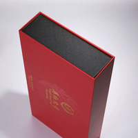 Cajas de Embalaje Magnéticas Rígidas Rojas Personalizadas para Té Chino, Whisky y Bebidas Energéticas, Caja de Regalo con Revestimiento de Cartón Gris Reciclable