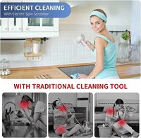 Ensemble de brosses de nettoyage électriques sans fil avec manche extensible rotatif, brosse de toilette portable en plastique pour la maison et la salle de bain