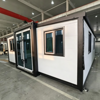 Maison pliante galvanisée à double aile de 20 pieds, maison préfabriquée mobile extensible pour camps