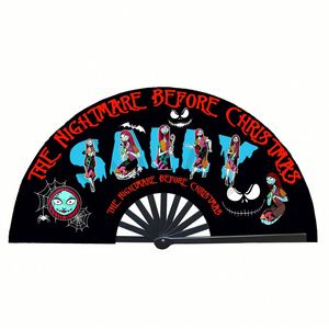 Custom <b>Large</b> Rave Nylon Fabric Folding <b>Fans</b> Handheld Bamboo Clack <b>Fans</b> for Halloween Advertising Classic Style Painted Technique - Product Image 1