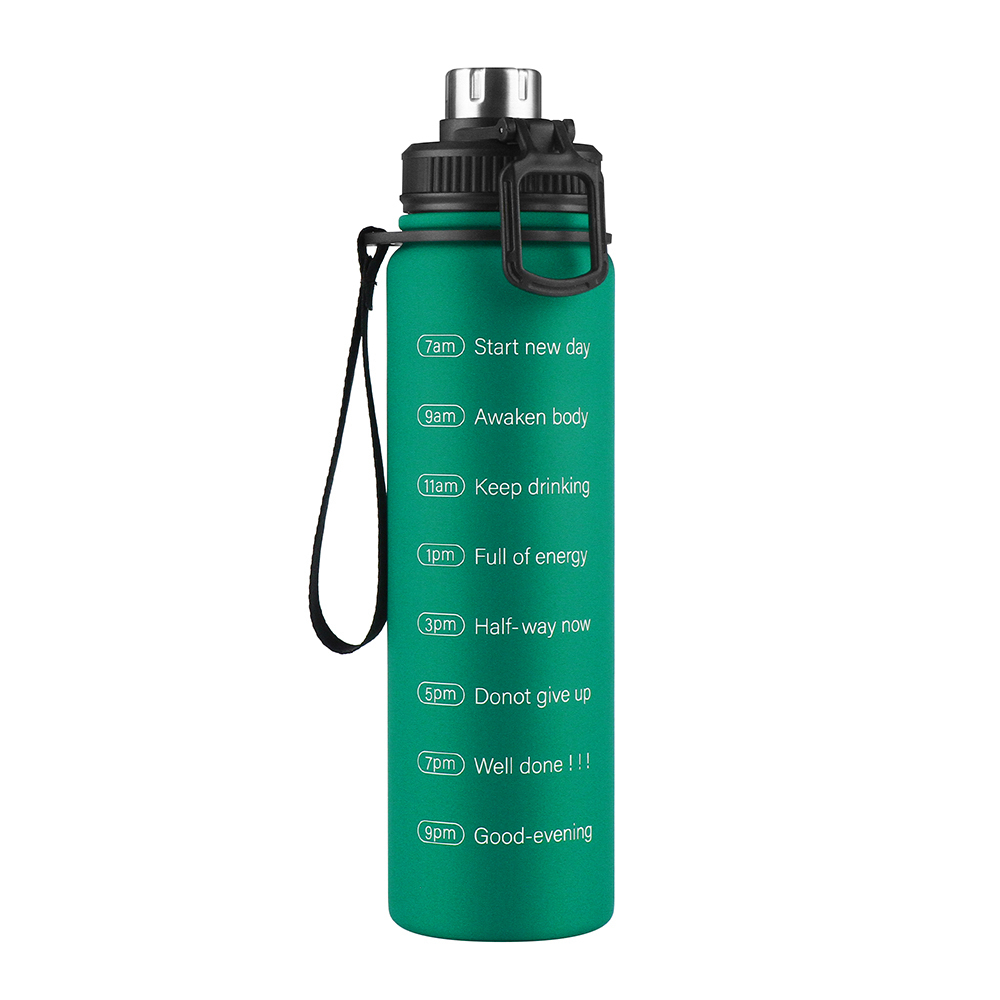 Bouche large 32oz bouteille d'eau Amazon en acier inoxydable populaire marqueur temporel bouteille d'eau