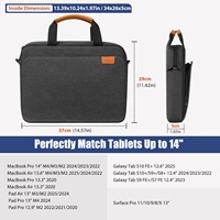 Sac d'ordinateur portable MoKo 13-14 pouces à double poche, bandoulière, housse pour ordinateur portable 13-14 pouces Macbook Air Pro
