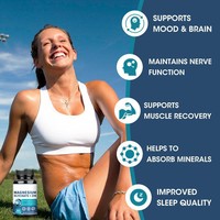 Glycinate de magnésium non tamponné avec zinc, vitamines D-3 et B6 en capsules pour adultes - Gestion de l'énergie et soutien de la fonction musculaire