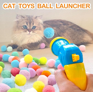 Set mainan pistol peluncur bola kucing-30 buah mainan pompom mewah + mainan ambil otomatis, kebosanan interaktif untuk kucing dalam ruangan & anak kucing - Product Image 2