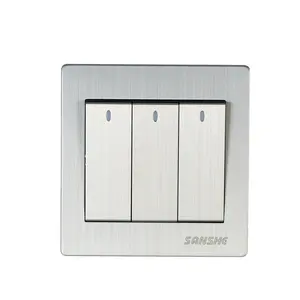 SANSHE-Interruptor de pared con luz de metal, enchufe de pared con carcasa de varios colores