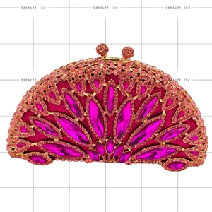 Women Opulent Floral Half Moon Rhinestones <b>Clutch</b> Purse Bling Crystal Evening <b>Bag</b> with Detachable Chain <b>Wedding</b> Guest Handbag - Product Image 6
