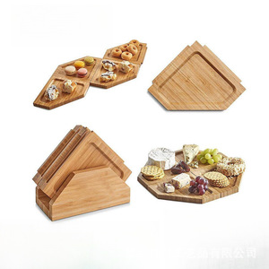 Wooden Cheese Board <b>Set</b> Modular Serving Tray Solid Wood Irregular Shape For Kitchen Dining - Product Image 4