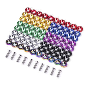 JDM Fender <strong>Washer</strong> Bolt Aluminum Anodized Colorful <strong>Countersunk</strong> <strong>Washer</strong> M6 License Plate Bumper Engine Fastener Kit - Product Image 1