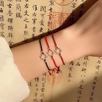 Bracelet à breloques en cordon rouge vintage, étoile à six branches, réglable, fait main, bijou d'amitié, cadeau