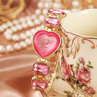 Jam Tangan Quartz Bentuk Hati Kecil Model Gula Batu Vintage, Tali Paduan Logam Mewah Ringan dengan Jarum Penunjuk untuk Pelajar Wanita