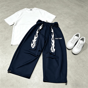 Pantalon de survêtement baggy personnalisé 2026, nouveau style rétro américain, coupe droite, avec coutures incurvées, style hip-hop, drapé, jambe large - Product Image 5