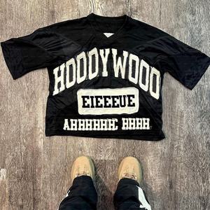 เสื้อยืดคอกลมทรงหลวมแบบดรอปโชลเดอร์ ผ้าคอตตอนหนา ตกแต่งด้วยงานปัก แอพพลิเค ปักเลื่อม ทรงบ็อกซี่ ครอป โอเวอร์ไซส์ สำหรับผู้ชาย - Product Image 4