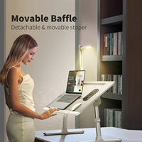 SAIJI Nouveau Plateau de Lit pour Ordinateur Portable Extra Large Réglable, Support Pliable Super Stable, Bureau de Lit Inclinable avec Lampe de Lecture