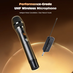 Microphone sans fil double UHF, faible latence, portée de 50 m, micro plug-and-play pour karaoké, soirée à domicile, <span class=keywords><strong>discours</strong></span>, vente en gros - Product Image 5
