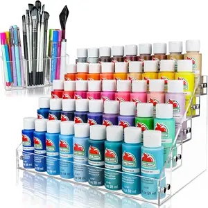 Acrylic Paint Organizer Set. Stunning Diamond-Polish Finish. 2oz Bottles, Miniatures & More Perfectly Fit in Paint Holder