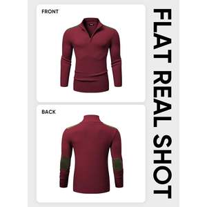 Pull-over personnalisé à manches longues avec quart de fermeture éclair en tricot câblé pour hommes, pull à col montant, anti-rides et anti-rétrécissement pour l'automne - Product Image 6