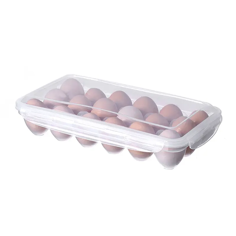 Plastik buzdolabı yumurta saklama kabı tepsileri buzdolabı için istiflenebilir yumurta tutucu