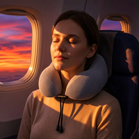 Oreiller de voyage ergonomique pliable et léger en mousse à mémoire de forme en U, avec housse amovible pour avion – Vente en gros usine