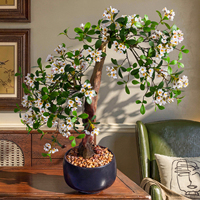Arbre à fleurs artificiel simulé, bonsaï, fausse plante en pot à fleurs de trompette, verdure artificielle pour la décoration de la maison, du bureau, des événements et des centres de table