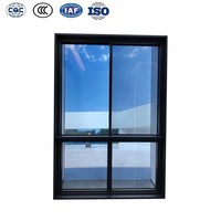 Ventanas a Prueba de Huracanes con Vidrio Templado Resistente a Impactos, Ventanas Antirrobo Negras, Perfiles de Aluminio con Aislamiento Térmico, Ventana Abatible