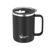 Mug à café isotherme en acier inoxydable, tasse de voyage à double paroi avec poignée, couvercle et cuillère, thermos pour le camping, le bureau, la maison, 500 ml
