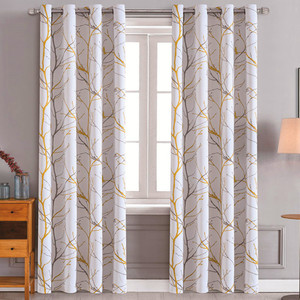 <span class=keywords><strong>Tende</strong></span> Moderne Dairui con Stampa di Rami d'Albero e Uccelli, Oscuranti, in Lino Testurizzato, Termoisolanti, con Occhielli - Product Image 1