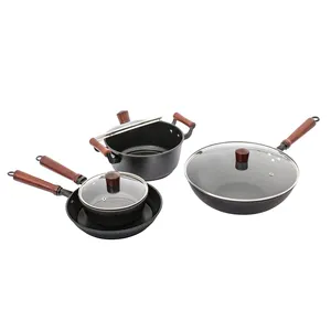 Vendita calda 7 Pcs In Acciaio Al Carbonio N-stick Pan Set di Utensili Da Cucina