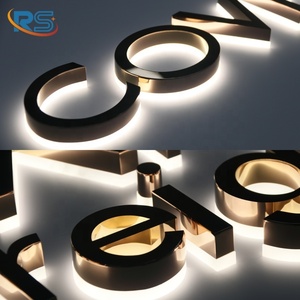 Lettres encastrées rétroéclairées en acier inoxydable 304, finition or rose, pour espaces commerciaux de luxe - Product Image 5