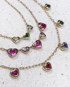 LOZRUNVE <span class=keywords><strong>Bijoux</strong></span> Boho <span class=keywords><strong>Bijoux</strong></span> plaqués or <span class=keywords><strong>rose</strong></span> Collier à breloques coeur <span class=keywords><strong>saphir</strong></span> <span class=keywords><strong>rose</strong></span> en argent sterling - Product Image 2