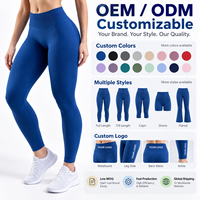Leggings sans couture taille haute pour femme, bleus, effet push-up et froncé aux fesses, extensibles dans les 4 sens, pour le yoga, le sport, l'entraînement et le fitness