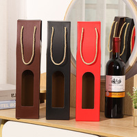 Boîte-cadeau pliable à vin noir avec bouteille Portable, boîte à vin pour vin et Champagne, impression de Logo personnalisée, vente en gros