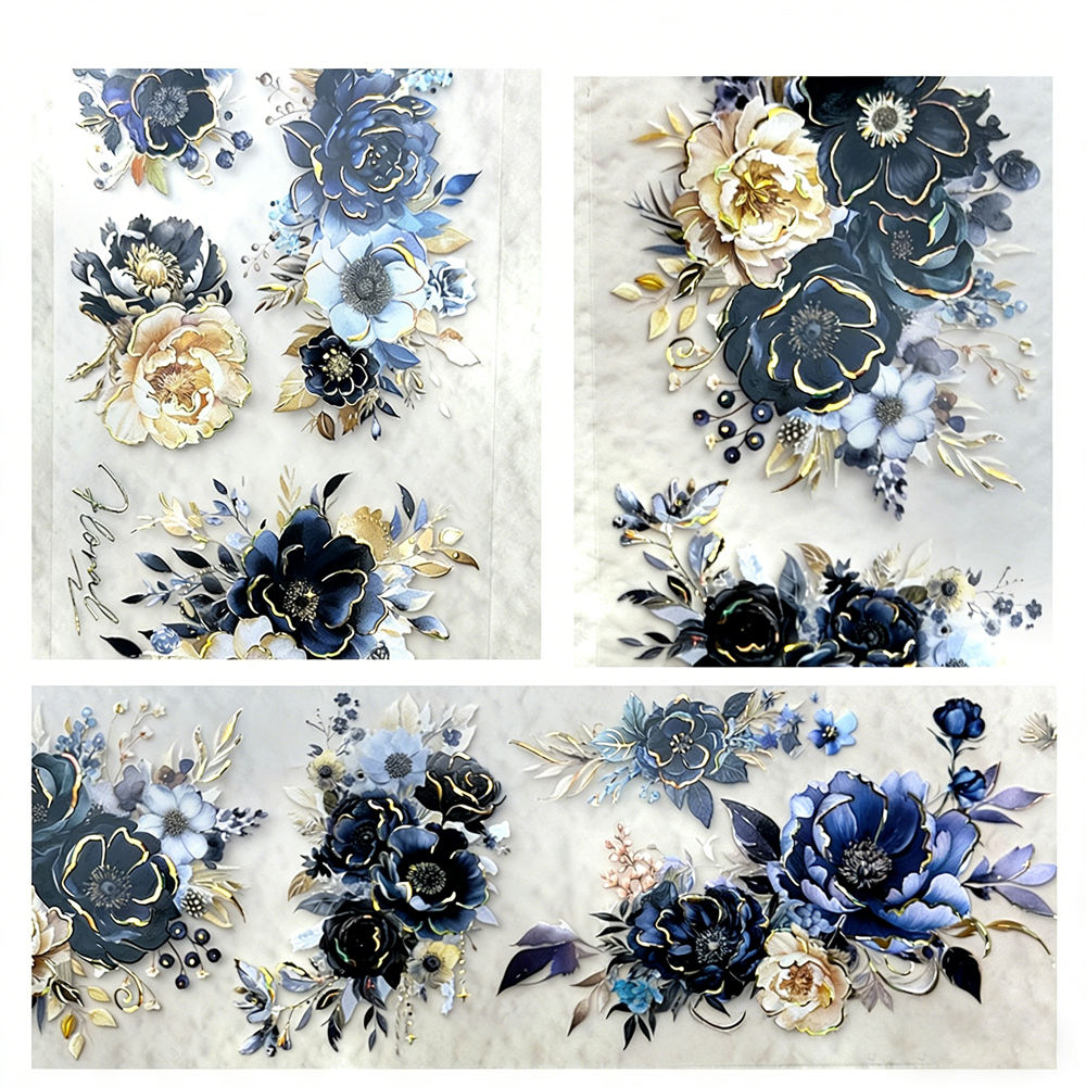 PET mat + coque holographique dorée + exemple de ligne de sortie