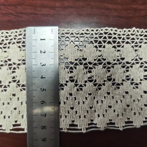 Tùy Chỉnh Chất Lượng Cao 100% Màu Be Bông Hướng Dương Ribbon Crochet Ren Cắt Tỉa Thân Thiện Với Môi Paisley Lưới Vải Cho Quần Áo - Product Image 2